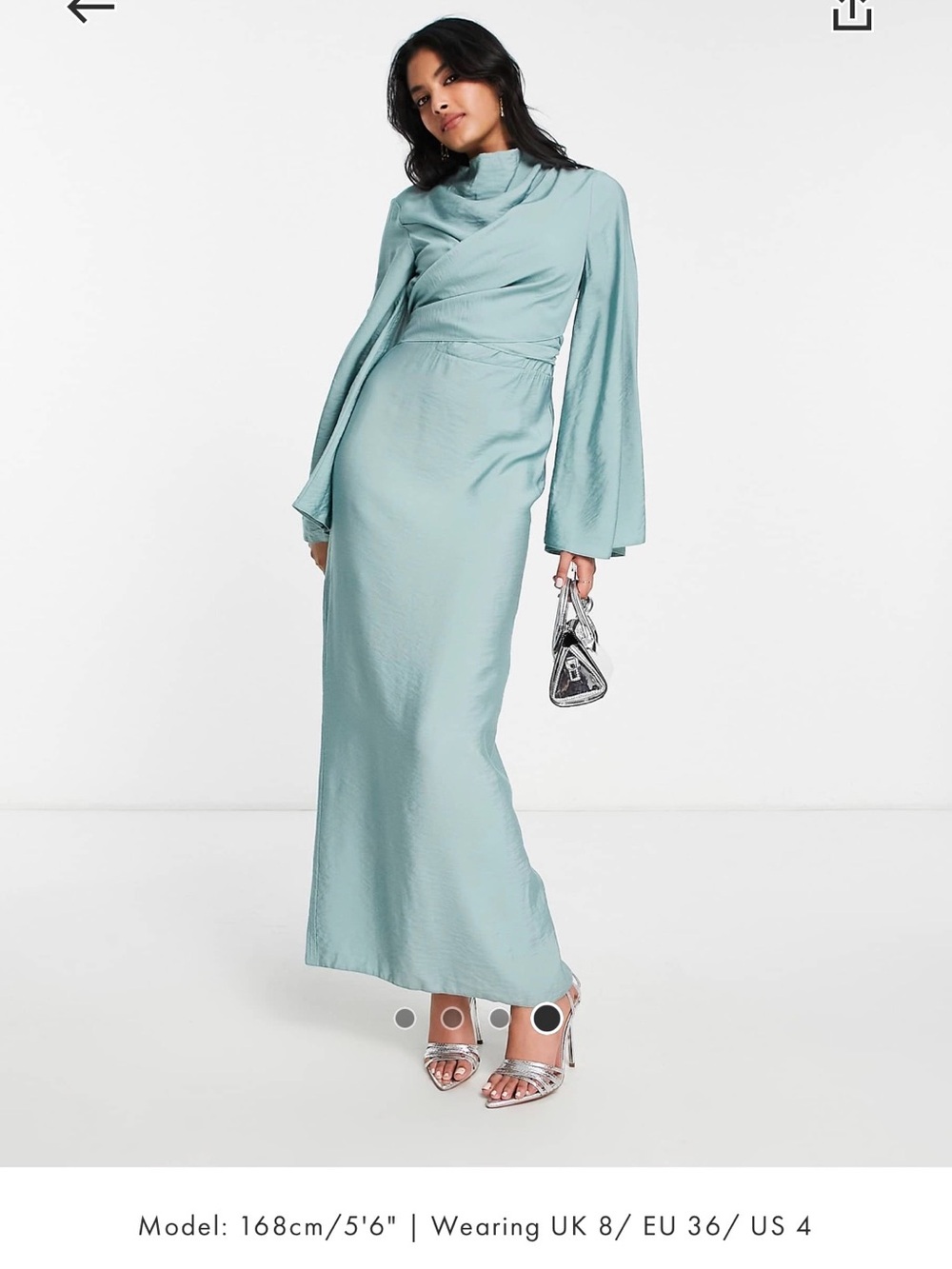 ASOS light teal/aqua green High-Neck Wrap Maxi Dress